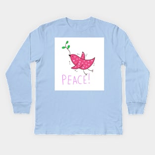 Illustration of dove , red bird . No war Kids Long Sleeve T-Shirt